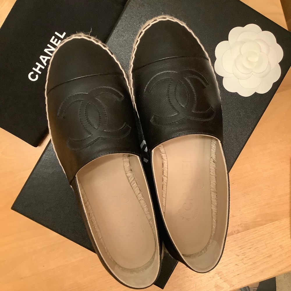 Chanel Black Lambskin Espadrilles